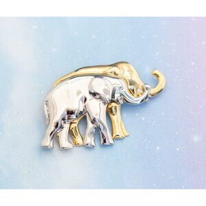 Vintage Silver & Gold Elephants Brooch | Liz Claiborne | J21